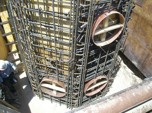 Field Sleeves in Position, Ready to be Cast Into a Poured-in-Place Structure